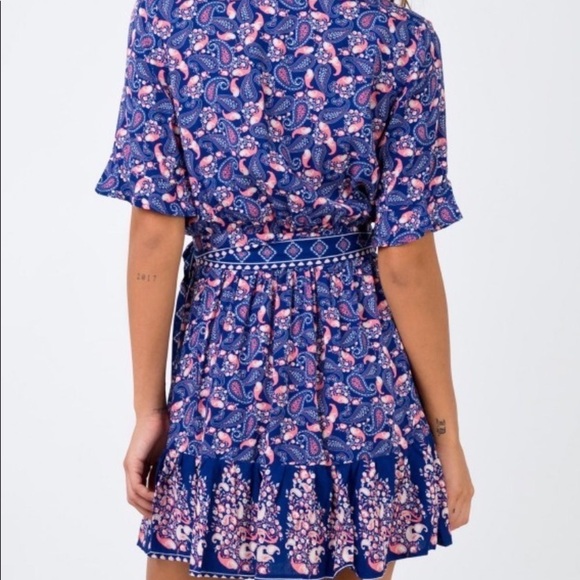 Princess Polly colorful blue wrap dress, Size 10 (AUS) - Picture 2 of 7